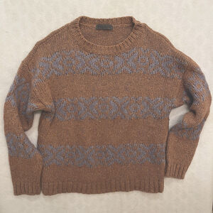 Elsamanda Sweater By Anthropologie Oatmeal/Mohair Oatmeal/Blue Womens Large